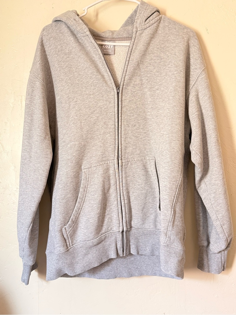 Gray Full-Zip Hooded Sweater TNA